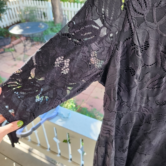 Lane Bryant Black Lace Dress 3/4 sleeves - Picture 2 of 4